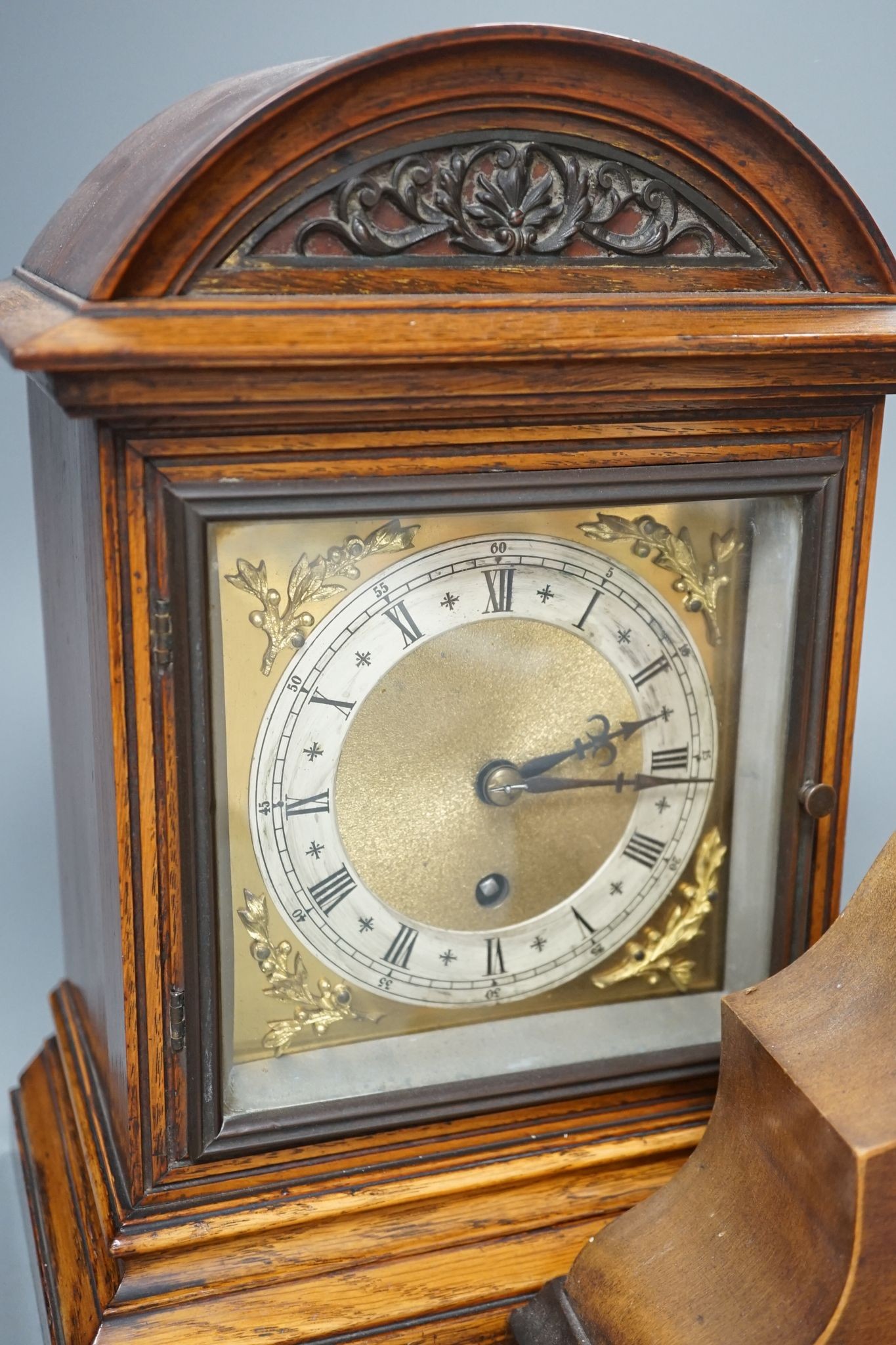 A late Victorian mantel clock and an Edwardian clock 31cm